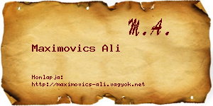 Maximovics Ali névjegykártya